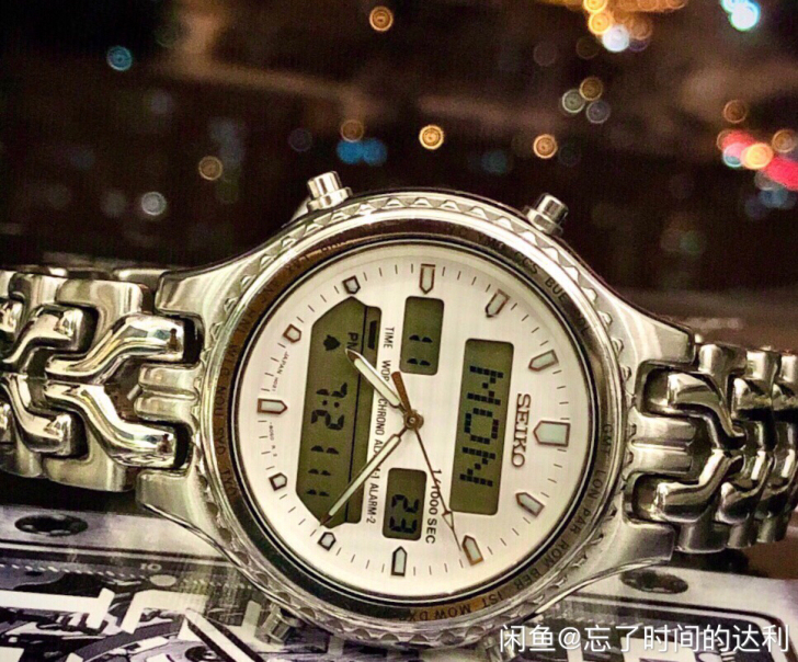 精工 H021 双显石英表 计时表