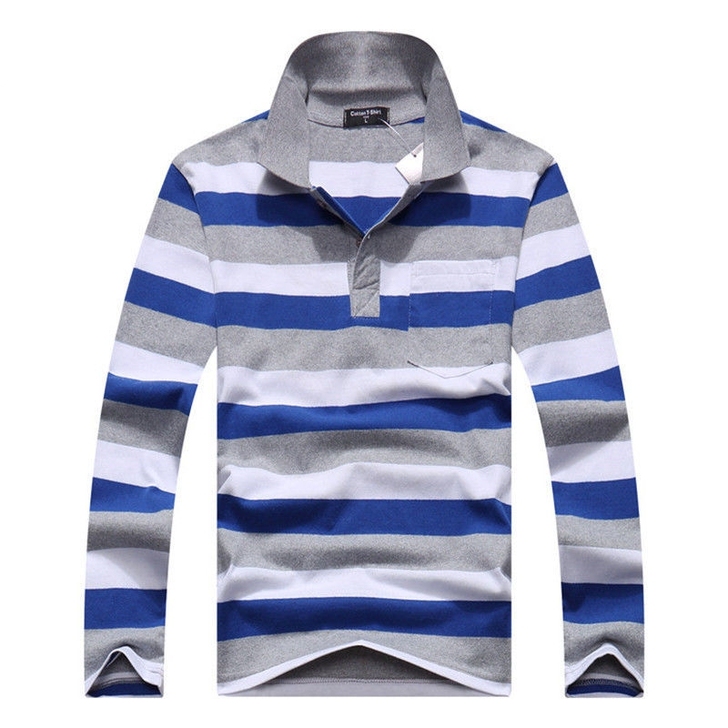 男士长袖t恤翻领纯棉春秋季polo衫外贸商...