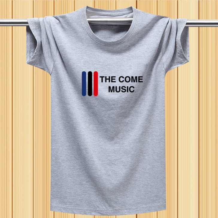 100%纯棉短袖t恤男士大码宽松T恤圆领印...