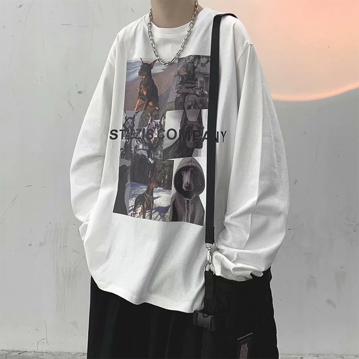 港风卫衣男春秋宽松潮牌圆领hiphop长袖...