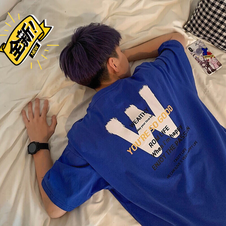 夏季港风短袖男韩版宽松潮流学生ins男士t...