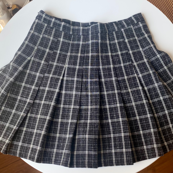 黑白格子百褶裙 jk制服裙 学生可爱
