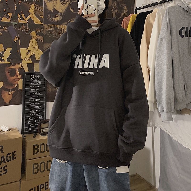 卫衣男潮牌宽松秋冬季连帽韩版加绒外套长袖休...