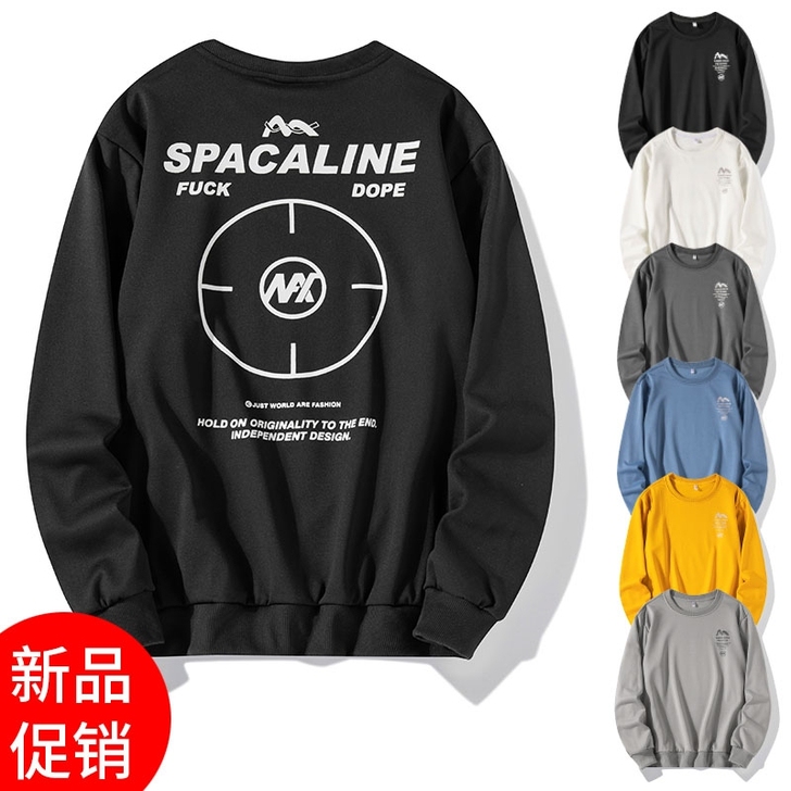 新款圆领刺绣长袖卫衣上衣