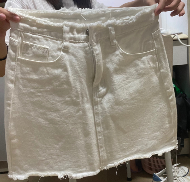 白色牛仔半身裙a字裙 短裙