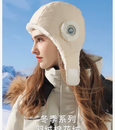 冬季保暖帽子女护耳帽显脸小防风防水套头帽加...