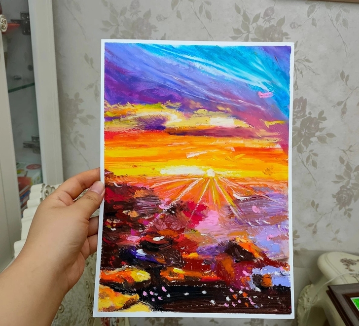 油画棒画油画棒作品装饰画