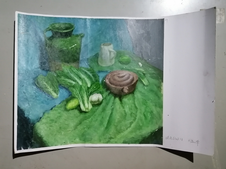 手绘纸面油画，美院学生作品，