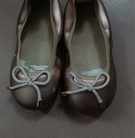 女童单鞋蛋卷鞋香槟金色25码内长15.5c...