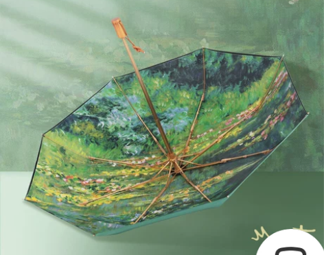 双面莫奈油画太阳伞双层防晒男女晴雨两用折叠...