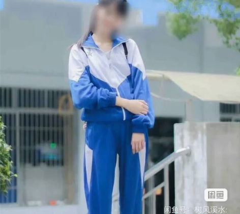 全新河池高级中学校服，金光绒滑料校服，蓝白...