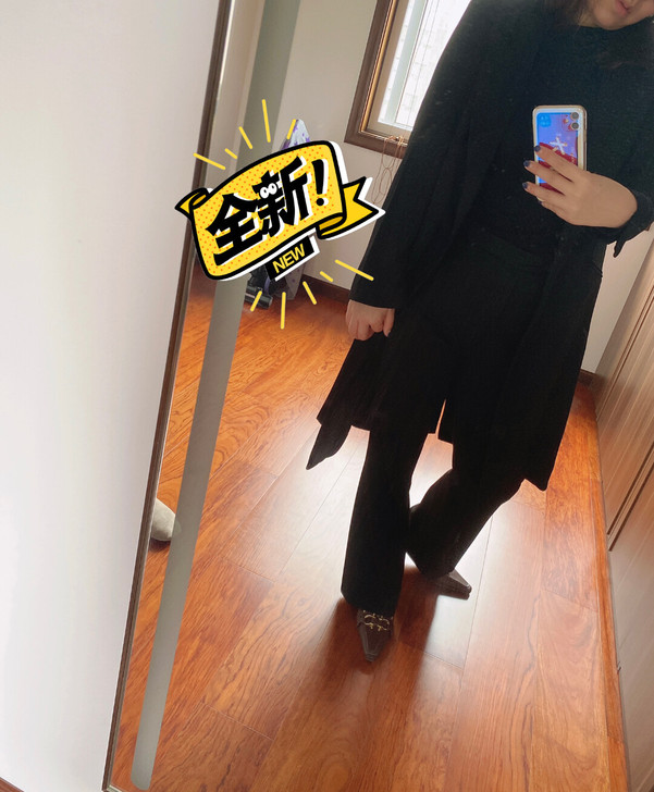 全新 黑色长款显瘦气质西服品牌外套 L码