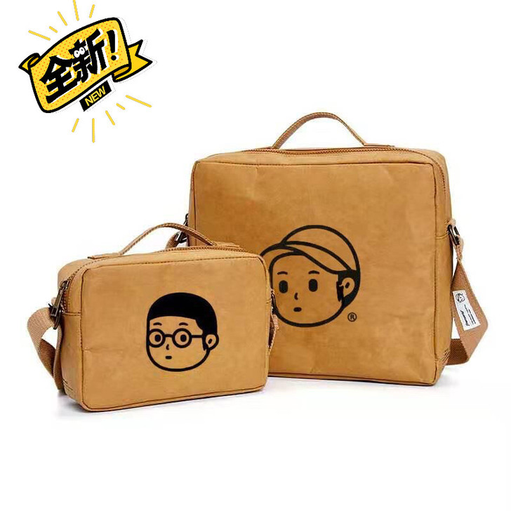 FINEBWORLD可湿水牛皮纸斜挎包情侣...