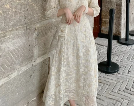 夏季法式小众超仙女森系小心机甜美复古蕾丝白...