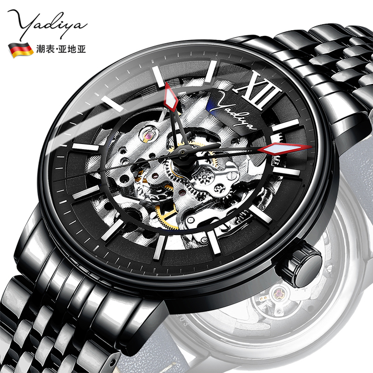 手表男士全自动机械表2019新款正品防水国...