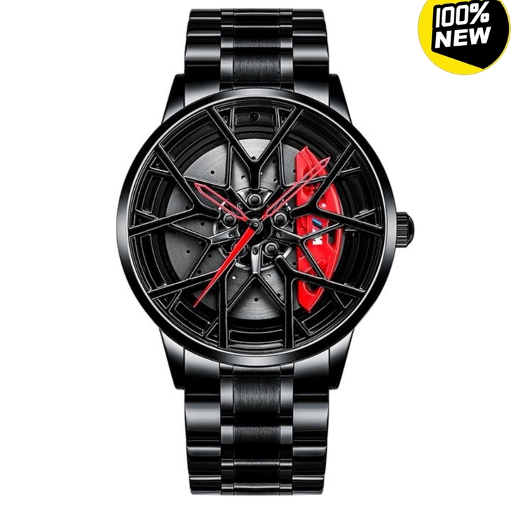 机芯旋转轮毂手表镂空立体刹车盘防水锻造改装...