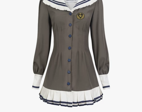 WooHa/吾哈2021秋季新款学院风荷叶...