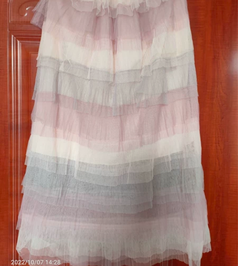 春秋冬新款高腰半身长裙层层彩色蛋糕裙纱裙百...