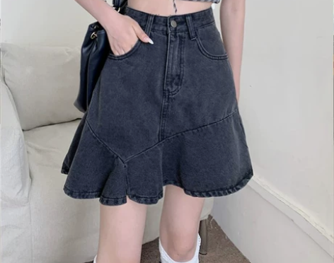 大码辣妹牛仔半身裙女夏季2022新款胖MM...