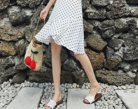 波点半身裙女夏季2018新款复古高腰chi...