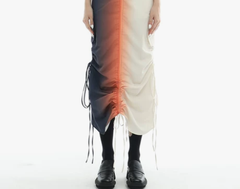 秋冬新款未来复古日落渐变天空灰白色抽绳鱼尾...