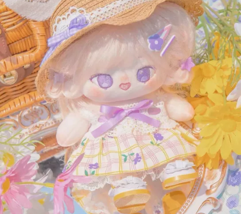 【出】花苞裙  紫花和小熊 20cm棉花娃...