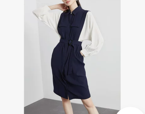 何穗同款伊芙丽裙子女2019新款秋高腰雪纺...