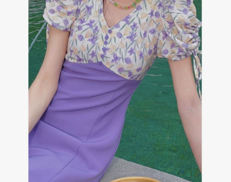 Haze禾枝《伊甸花园》复古港风拼接碎花连...