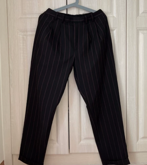 春夏薄款直筒裤 休闲裤 竖条纹九分裤 低价...