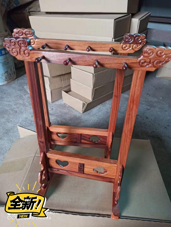 全新红檀笔挂8针小灵芝笔架