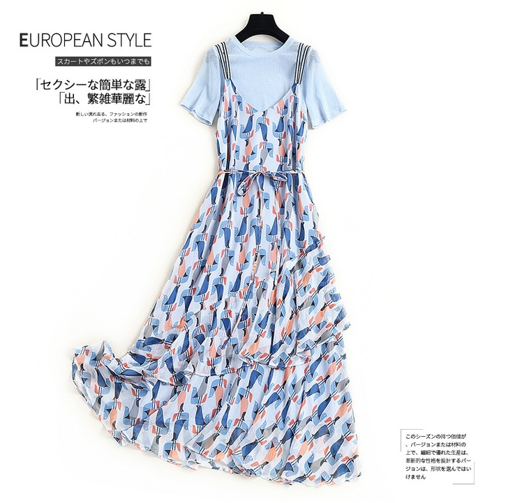 两件套连衣裙 里面的T恤也可以单独拆分开...