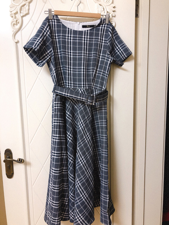 女士女生格子连衣裙