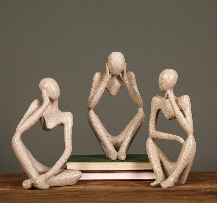 北欧风摆件抽象人物艺术砂岩雕塑现代简约家居...