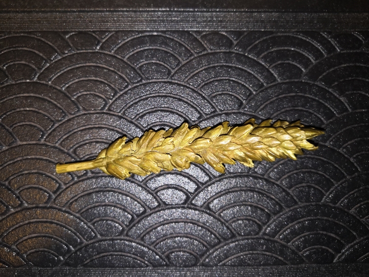 纯铜笔架摆件金麦穗铜茶宠虫文房摆件案头文玩...