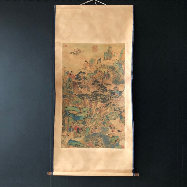 古玩字画收藏【佚甸】群仙图，宋代，三尺中堂...