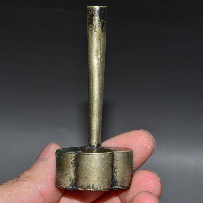 原装之物 农村收藏 清代老白铜毛笔沾墨水文...