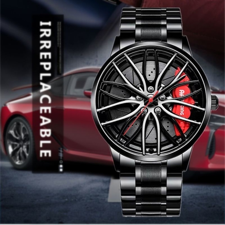 正品瑞士全自动机械表男士手表男车轮毂镂空学...