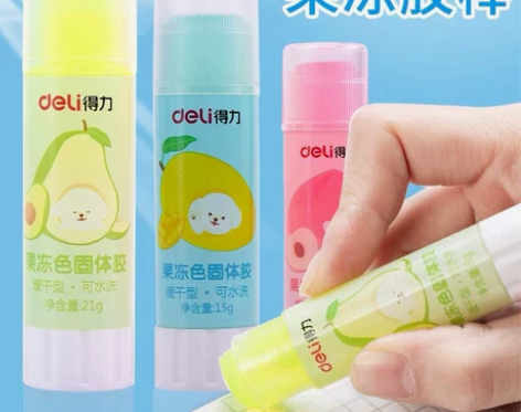 得力果冻胶棒固体胶学生用糖果色固体胶高粘度...