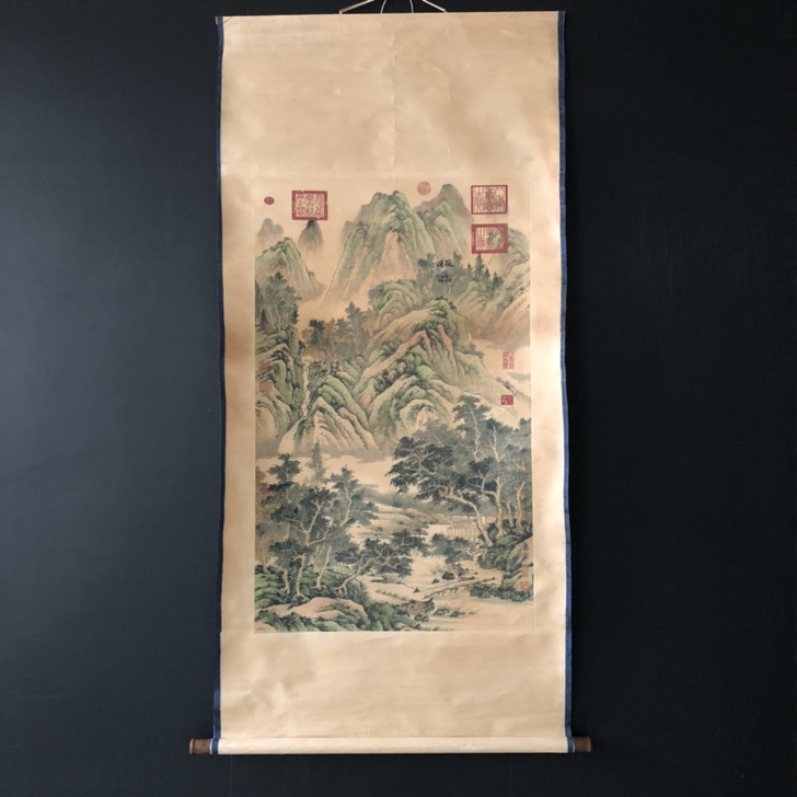 名人名家字画【唐寅】松郁流泉，三尺中堂作品