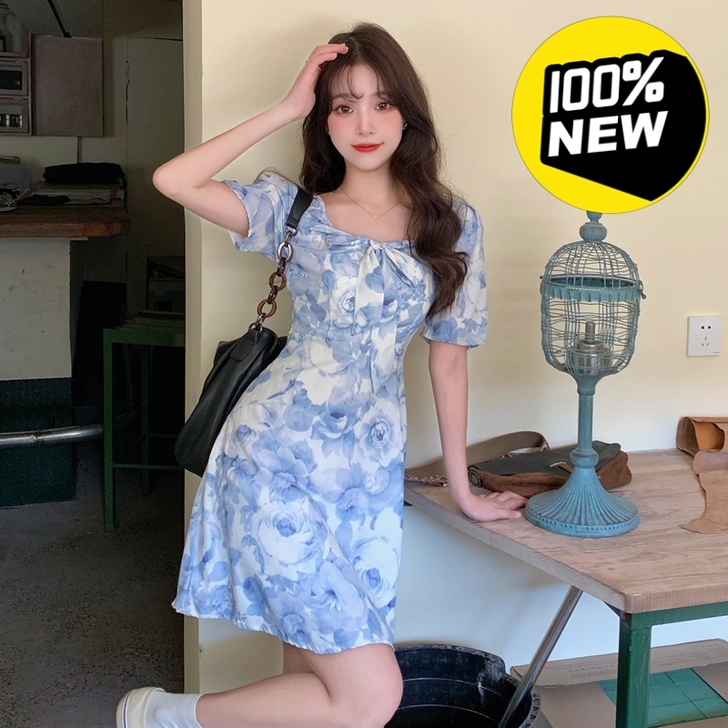 [换季清仓] 复古油画连衣裙女2021夏装...