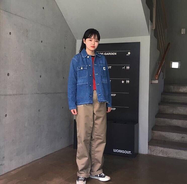 阿美咔叽 美式复古 女工装裤 卡其色