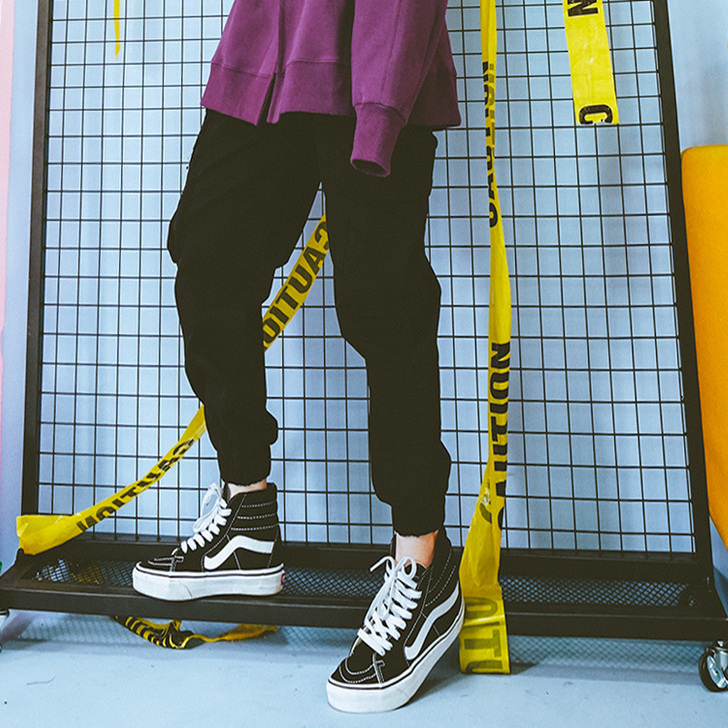 泡菜的店 美式嘻哈口袋bf风潮女生收脚裤 ...