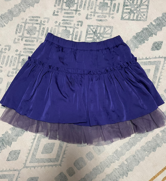 古着vintage松紧腰设计蕾丝花边蛋糕裙...