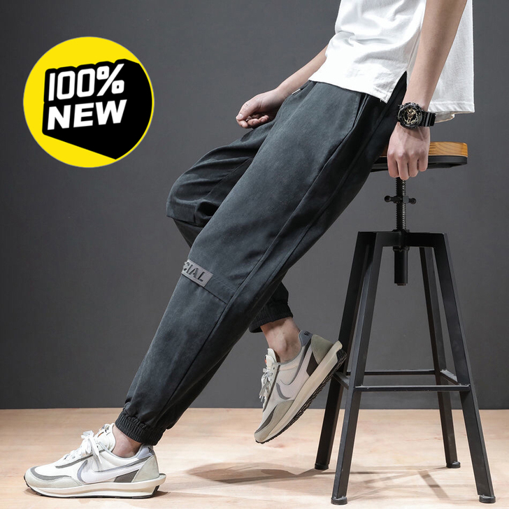 春秋季休闲裤男士宽松束脚潮流学生九分潮牌百...