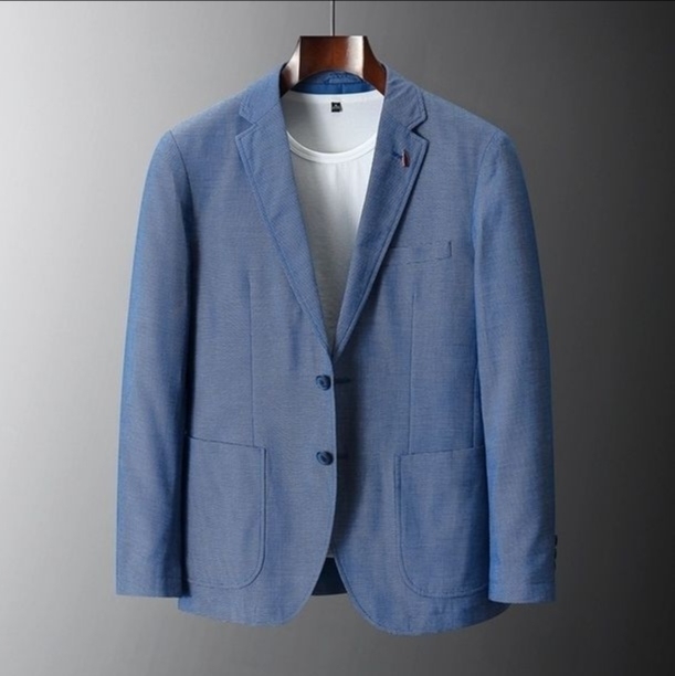 横纹肌理面料!西装男薄款春秋季西服纯色商务...