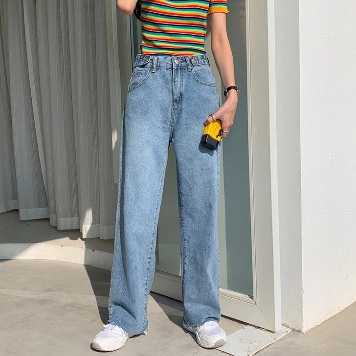 拖地阔腿长裤子女装2019新款夏季复古高腰...