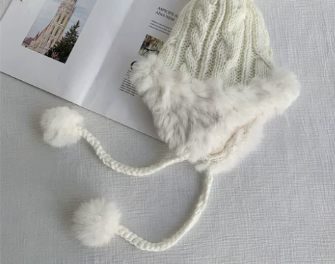 【狂欢价】秋冬季毛线帽女韩版可爱毛球护耳雷...