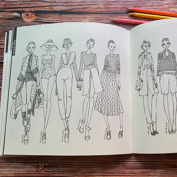 韩版时尚诞生服装设计涂色书成人减压填色本儿...