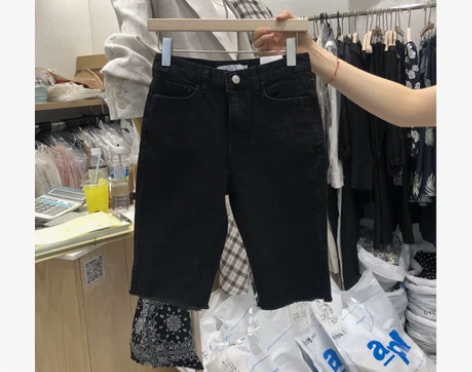 韩国东大门新款2020春夏女装五分短款牛仔...