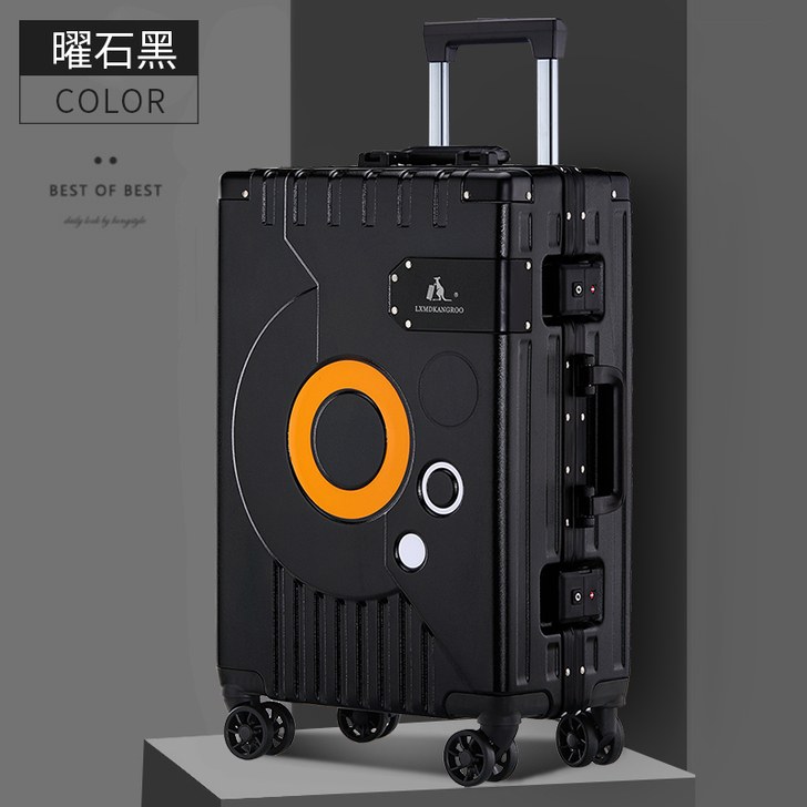 袋鼠铝框行李箱女男学生20寸登机旅行箱24...